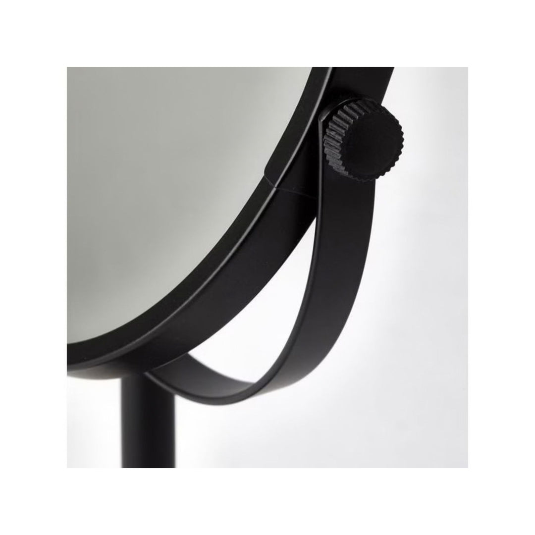 Aquanova Kosmetikspiegel Beau in Schwarz, Detail Drehknopf mit Rändel und Bügel