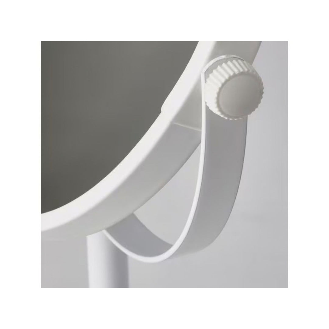 Aquanova Kosmetikspiegel Beau in Weiss, Detail Drehknopf mit Rändel am Spiegelrahmen