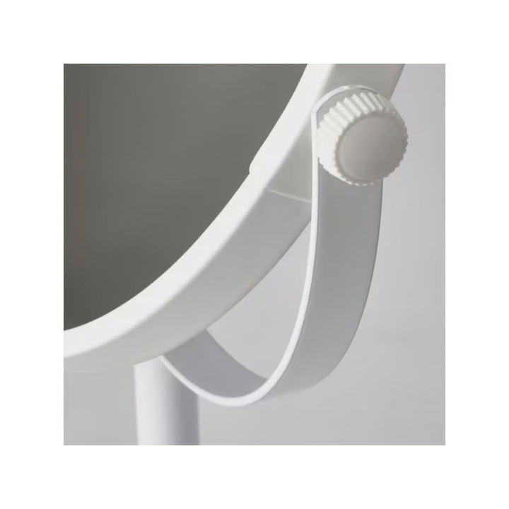 Aquanova Kosmetikspiegel Beau in Weiss, Detail Drehknopf mit Rändel am Spiegelrahmen