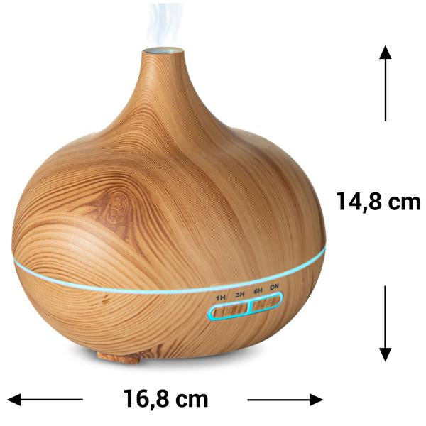 Aroma Diffuser in Holzoptik mit Maßangaben – Durchmesser und Höhe im Überblick
