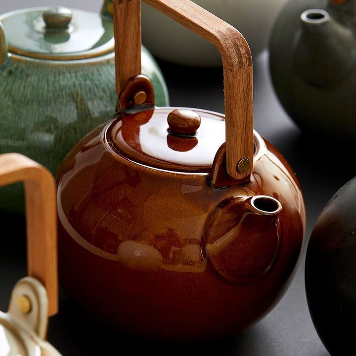 Bitz Teekanne 1.2 l, Amber, Holzgriff mit Messingniete