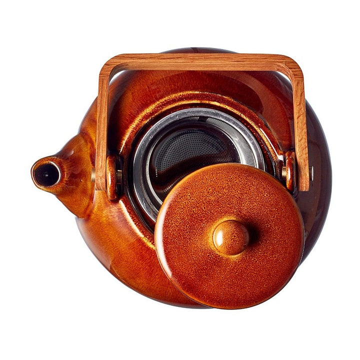 Bitz Teekanne 1.2 l, Amber, offen mit Teesieb