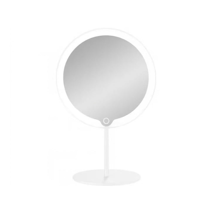 Blomus Kosmetikspiegel LED MODO 5-fach in Weiss mit LED Ring, von vorne auf Standfuss
