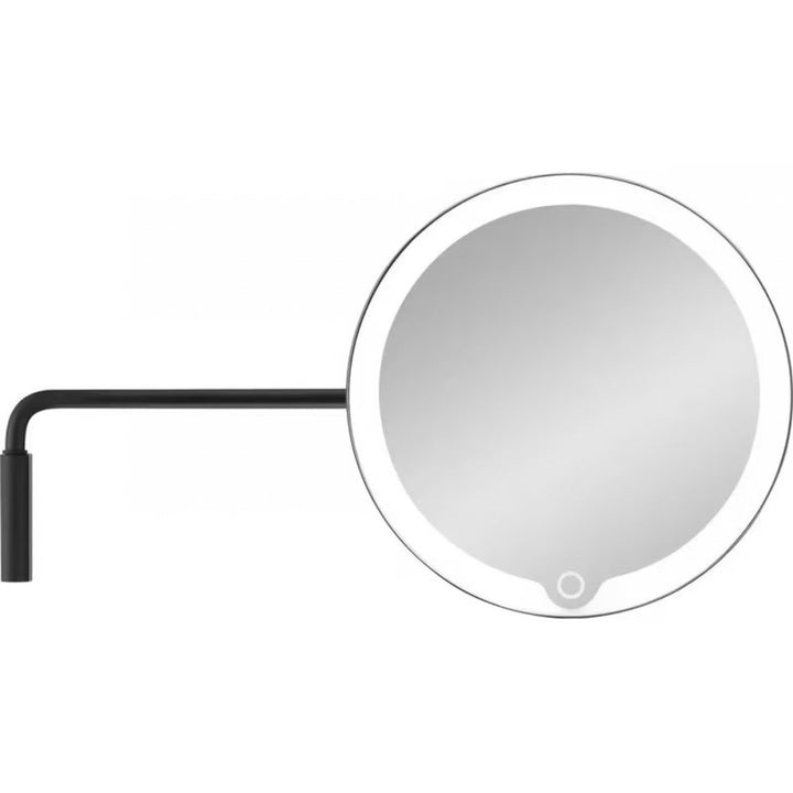 Blomus Kosmetikspiegel LED MODO mit Wandhalterung in Schwarz, Schwenkarm von vorne