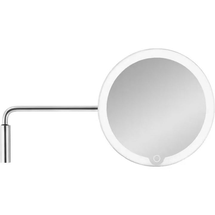 Blomus Kosmetikspiegel LED MODO mit Wandhalterung in Silber matt, Schwenkarm von vorne