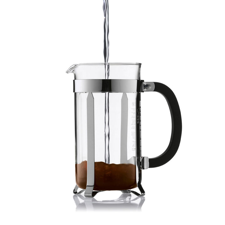 Bodum Chambord Kaffeebereiter 1 l, verchromt, Wasser aufgiessen