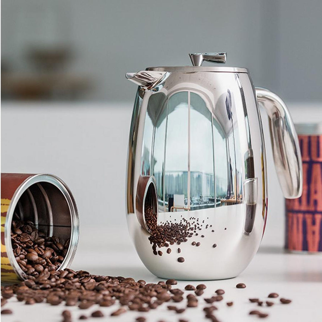 Bodum Columbia Kaffeebereiter 1 l, verchromt, mit Kaffeebohnen