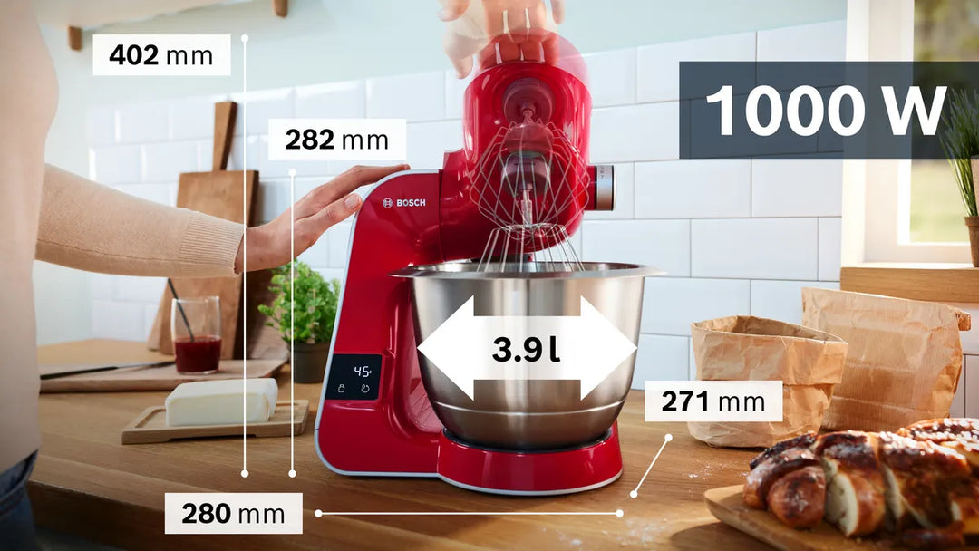 Bosch Küchenmaschine MUM58720 mit 1000 Watt Leistung und 3D-Planetenrührwerk für gleichmässige Ergebnisse