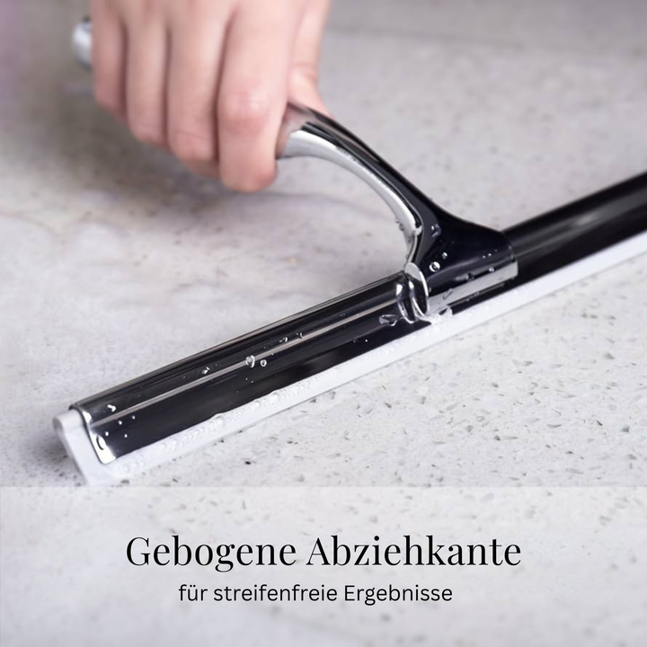 Raclette de douche en acier inoxydable, argent, détail de la lèvre