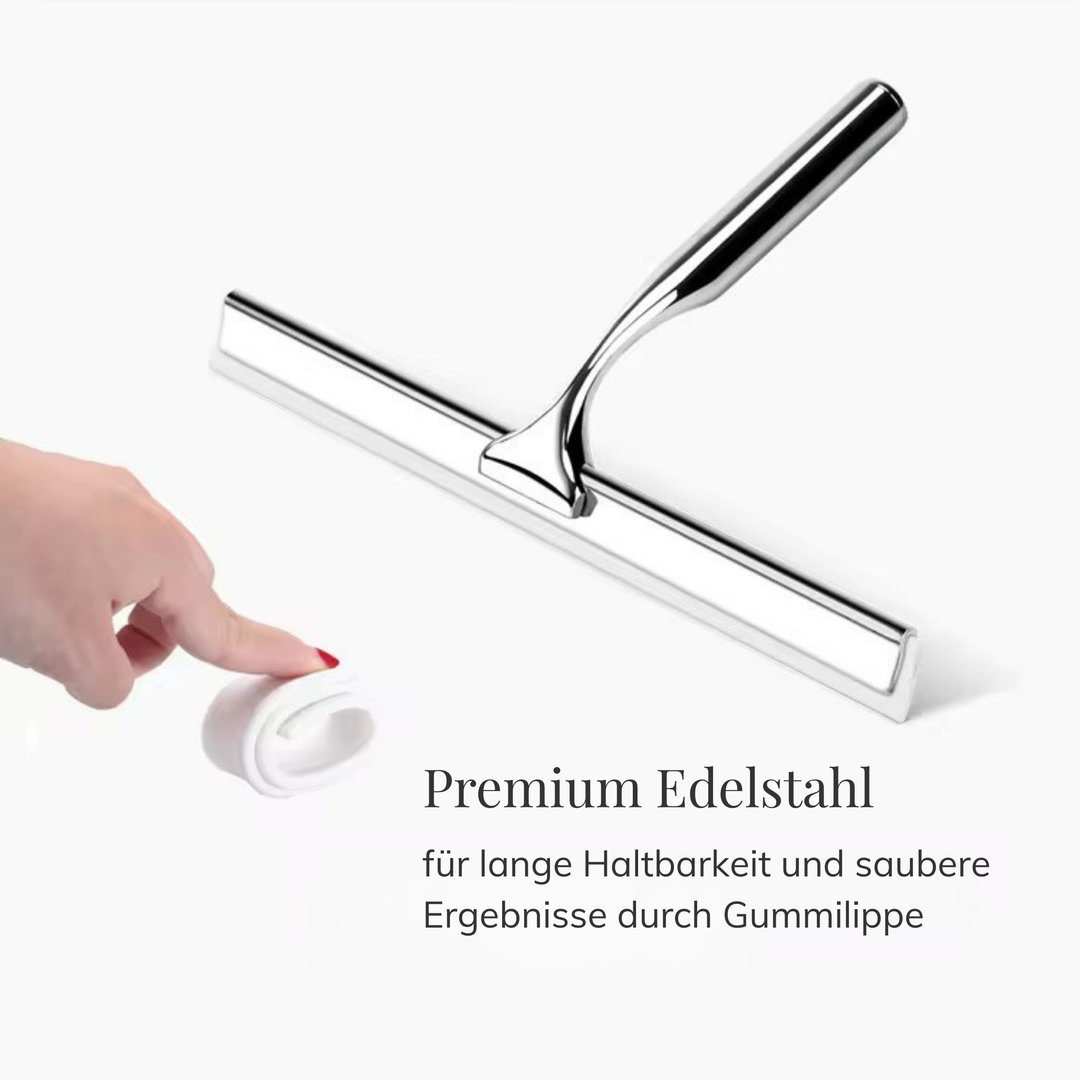 Raclette de douche en acier inoxydable, argent, avec lèvre en caoutchouc de rechange