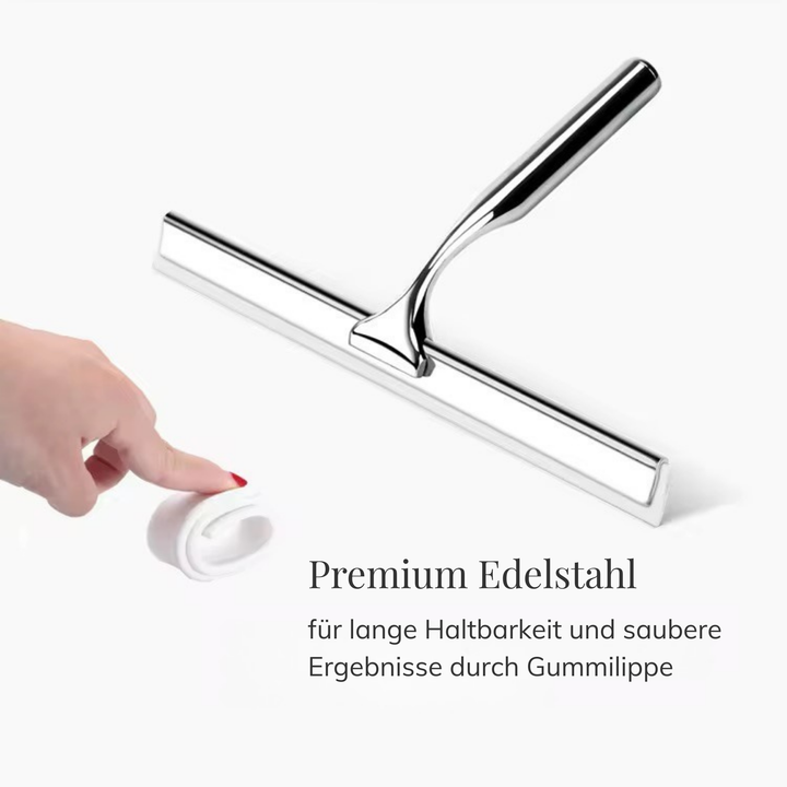 Raclette de douche en acier inoxydable, argent, avec lèvre en caoutchouc de rechange