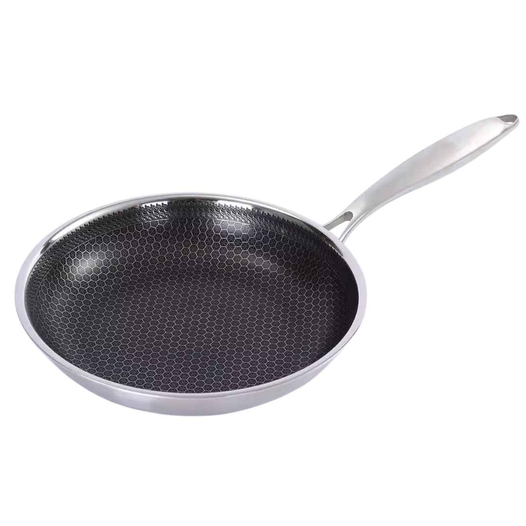 Poêle en inox ProLine Steel à structure en nid d'abeille, vue en biais d'en haut