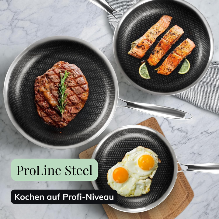 Kochen auf Profi-Niveau mit ProLine Steel Edelstahl Bratpfannen