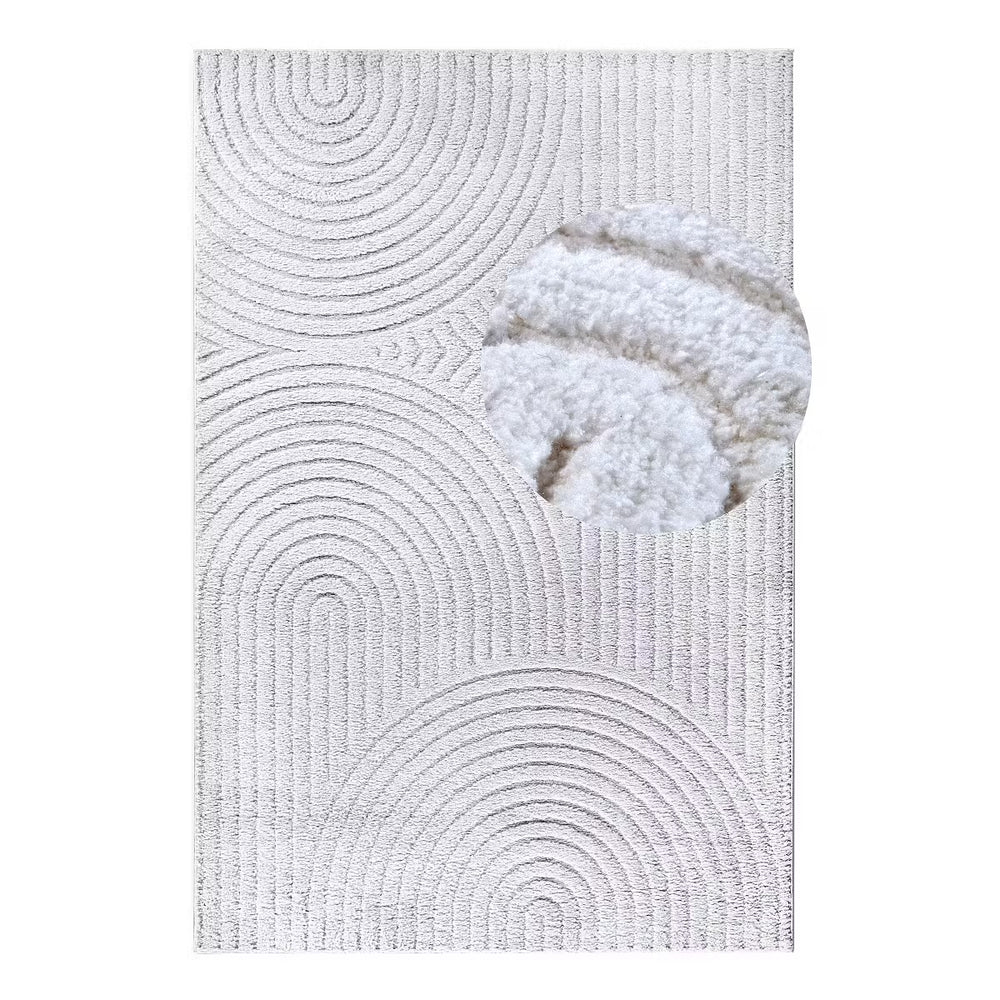Tapis Elle Decoration Panglao, gris clair, vue de dessus avec détail des poils
