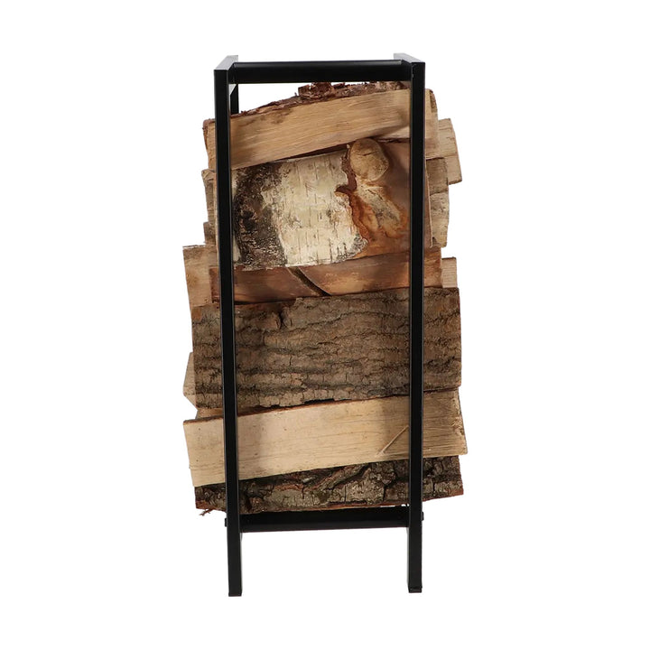 Esschert Design Holzlagerturm, befüllt mit Holzscheiten von der Seite