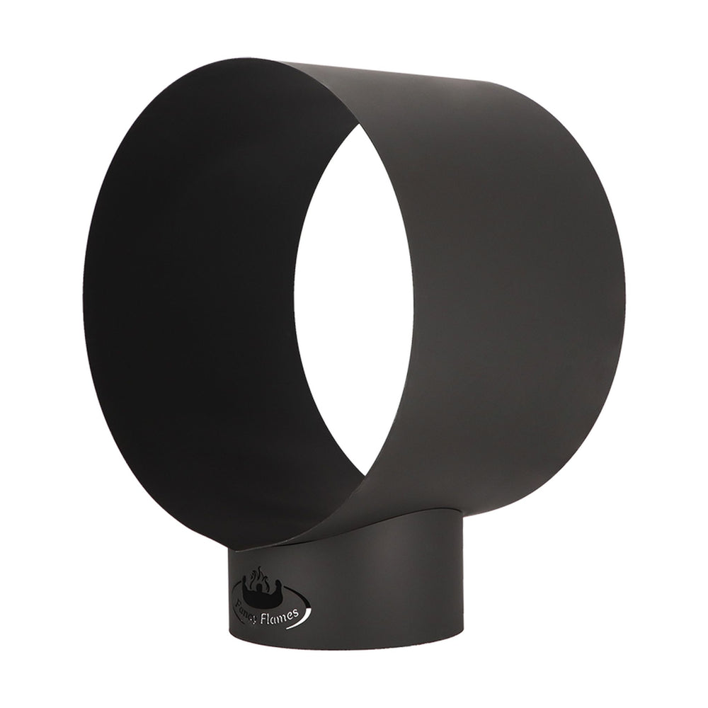 Esschert Design Holzregal rund, Schwarz, Ansicht schräg von vorne