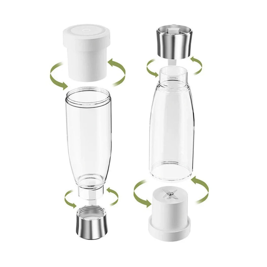 Einzelteile und Aufbau des tragbaren Smoothie Makers zur einfachen Reinigung