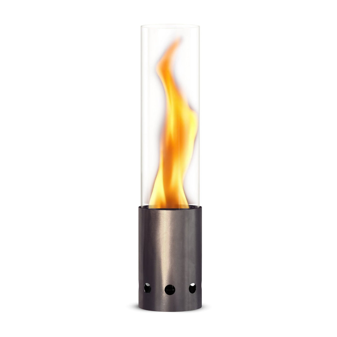 Gardenflare Tischfeuer Edelstahl silber, mit Flamme