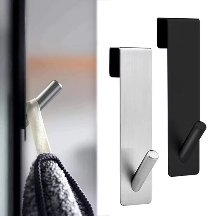 Handtuchhaken für Duschwand Silber und Schwarz, mit Handtuch am Glas