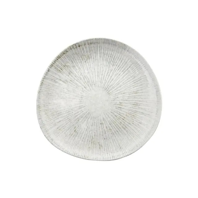 Service de table Hermia, beige/gris, assiette plate vue de dessus