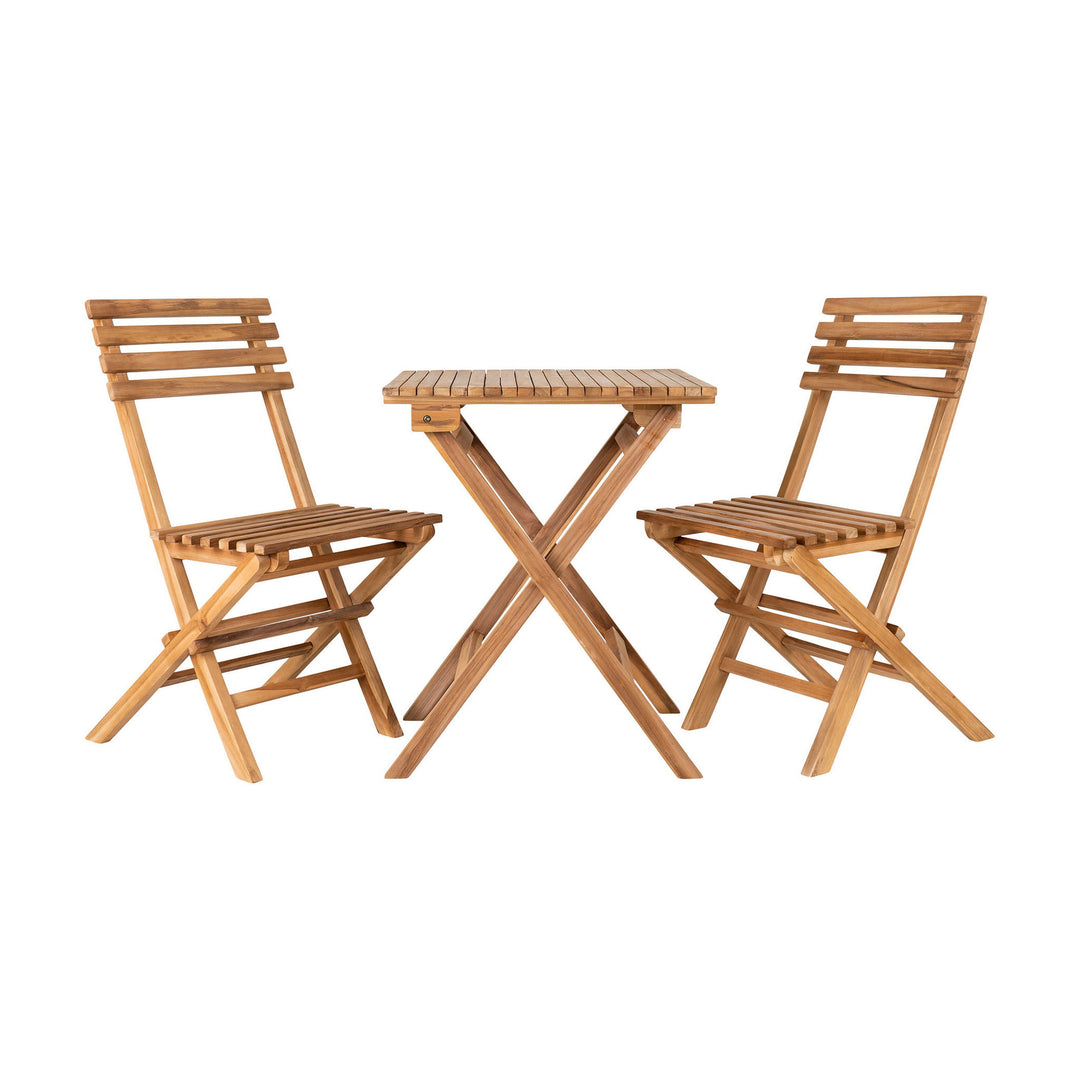 House Nordic Gartenset Cuenca Teak, Tisch und zwei Stühle