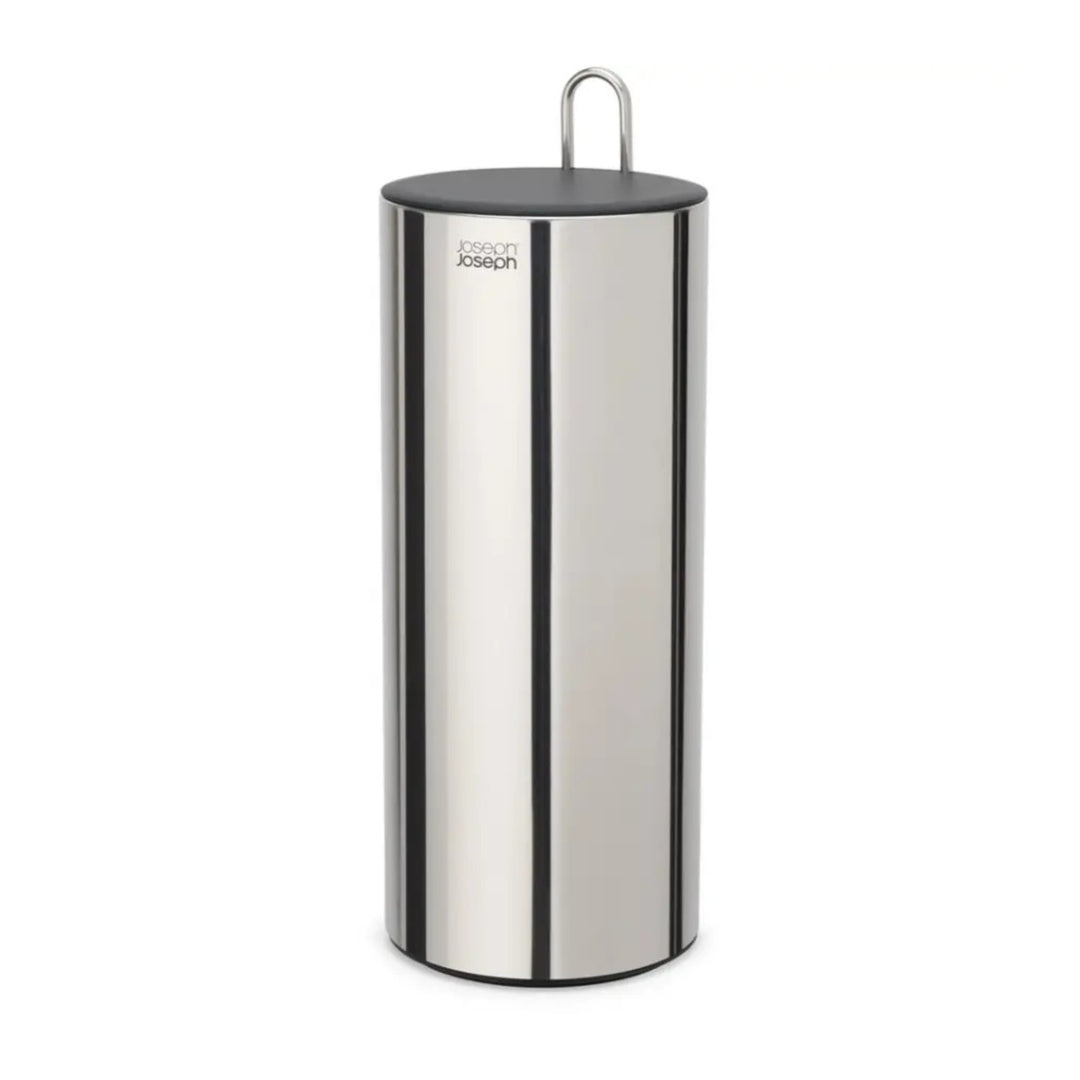 Joseph Joseph EasyStore Luxe Toilettenpapierhalter aus Edelstahl mit elegantem Deckel für diskrete Aufbewahrung von Toilettenpapier