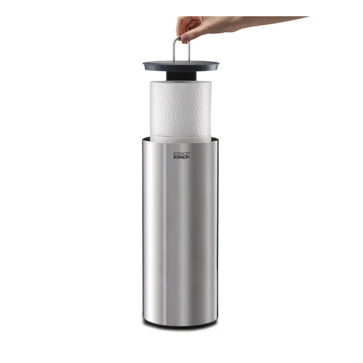 Joseph Joseph EasyStore Luxe Toilettenpapierhalter aus Edelstahl mit praktischem Griff zum einfachen Einsetzen neuer Toilettenrollen