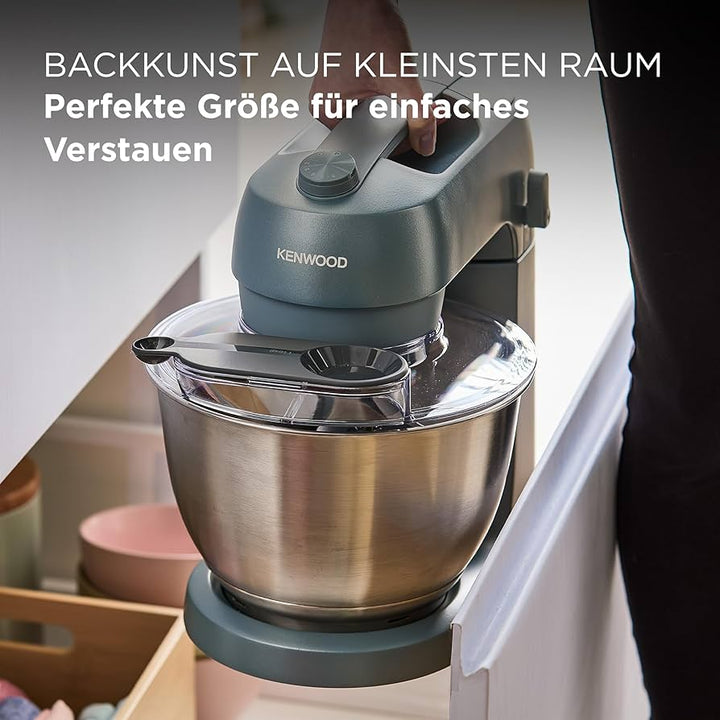 Kompakte Kenwood Go Küchenmaschine platzsparend in Küchenschublade verstaut