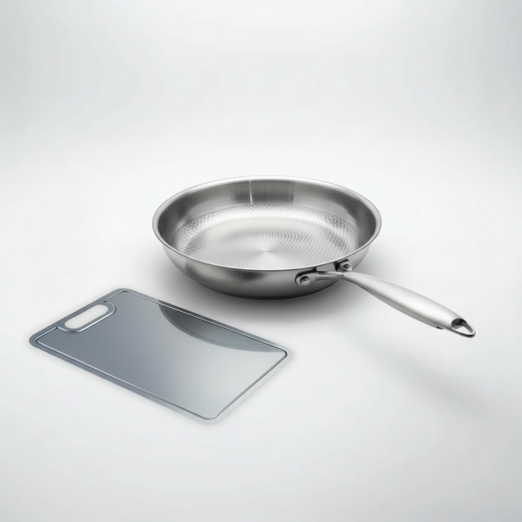 Set de cuisson Titan Pro Duo, Silver Edition, poêle sans couvercle et planche à découper