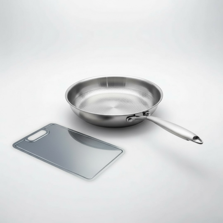 Set de cuisson Titan Pro Duo, Silver Edition, poêle sans couvercle et planche à découper