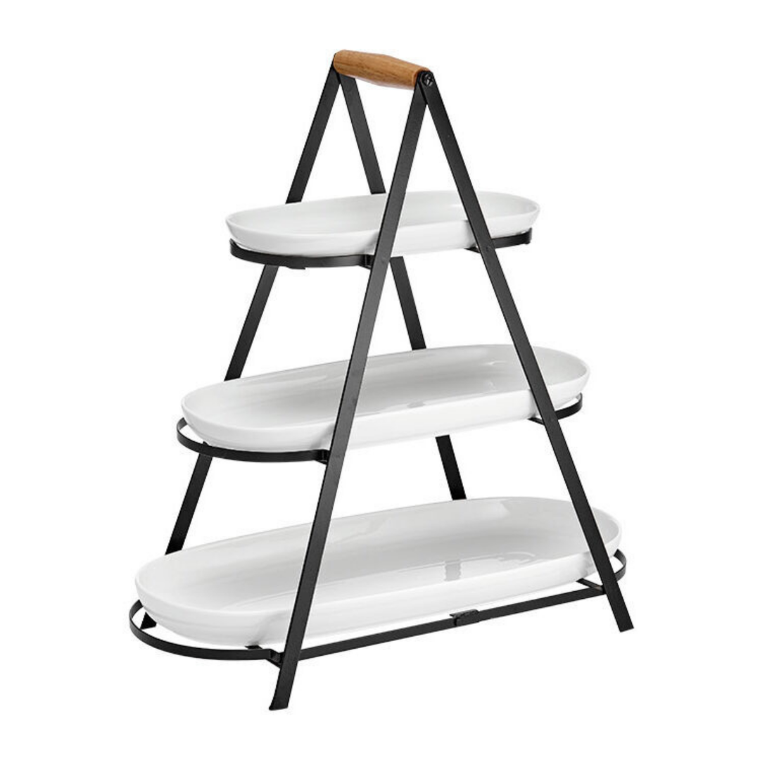 Ladelle Etagere Alto Serve and Share mit drei Keramikplatten und Metallrahmen