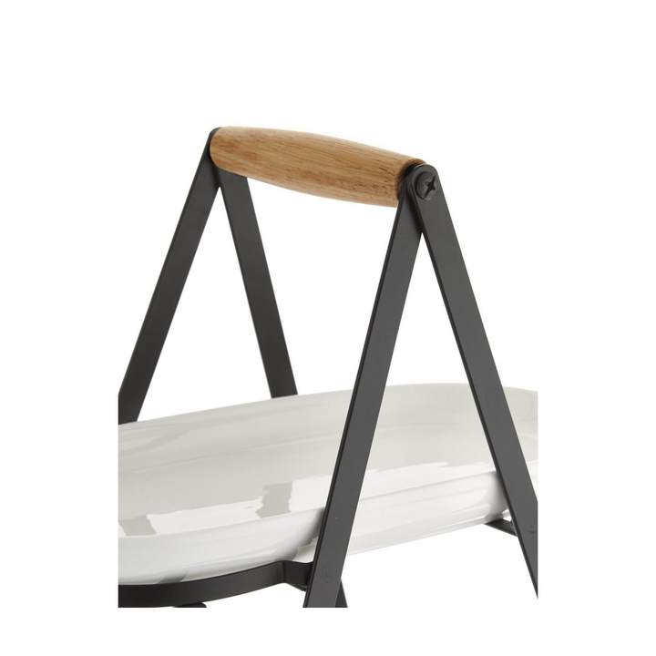 Ladelle Etagere Alto Serve and Share Detail mit Holzgriff und Metallrahmen