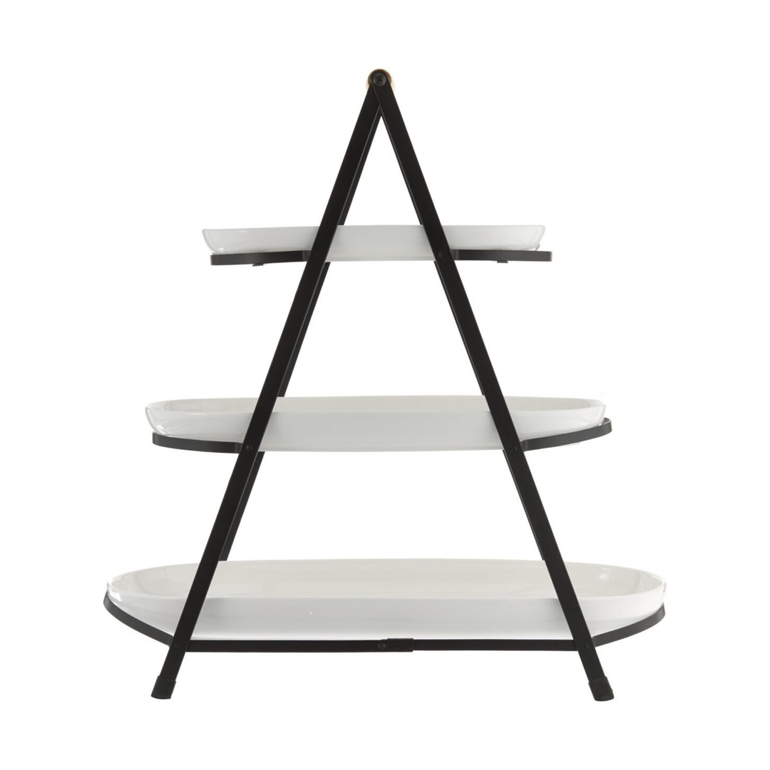 Ladelle Etagere Alto Serve and Share mit drei Ebenen aus Keramik in Seitenansicht