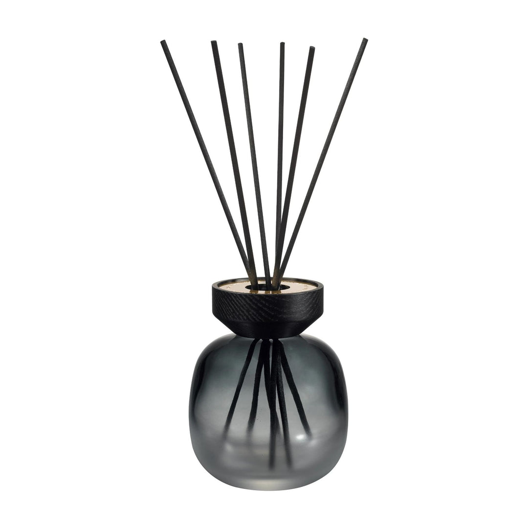 Maison Berger Duftstäbchen Bouquet Minéral, Rauchglas mit Holzring von vorne