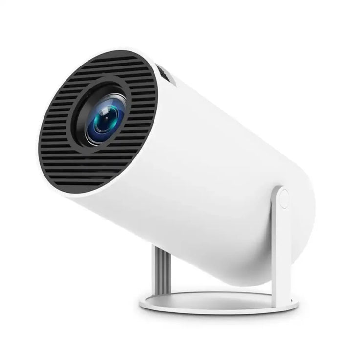 Mini Beamer LED mit drehbarem Standfuss, Ansicht schräg von vorne