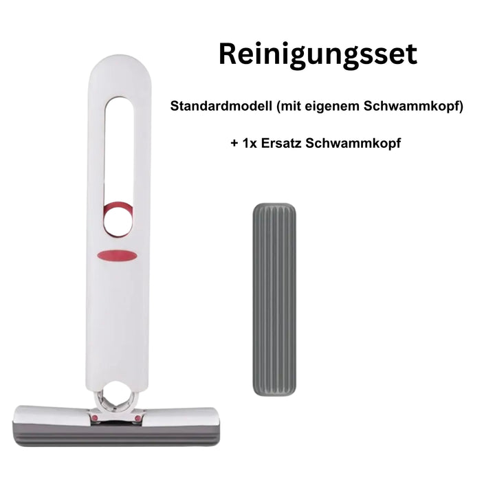 Mini Wischmopp Set mit 1 Ersatz Schwammkopf kompakter Reinigungsmopp mit Auswringfunktion für Küche Bad und Haushalt