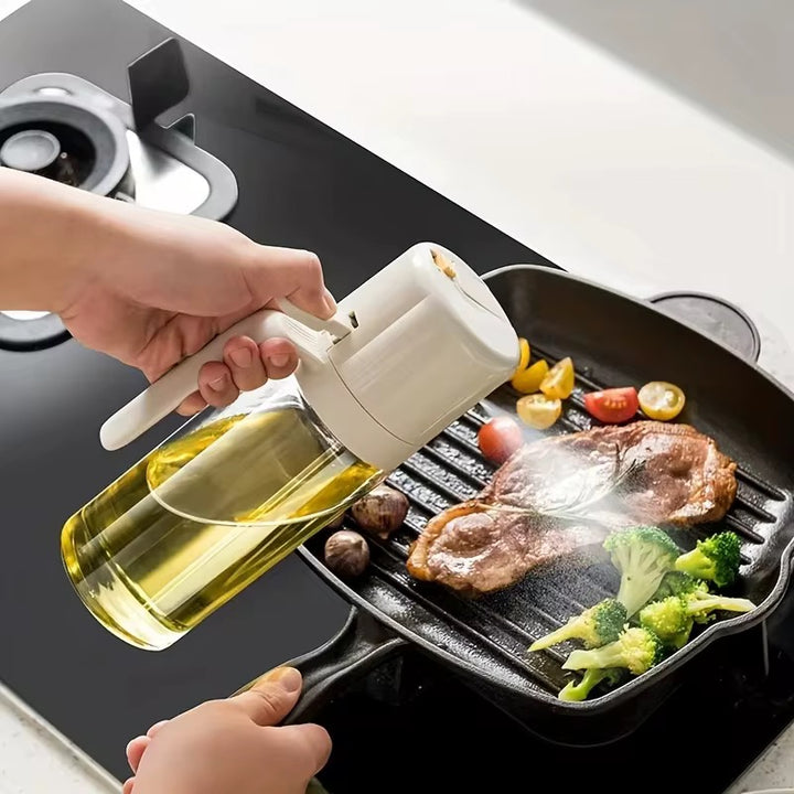 Oelsprueher beim Braten von Fleisch und Gemuese
