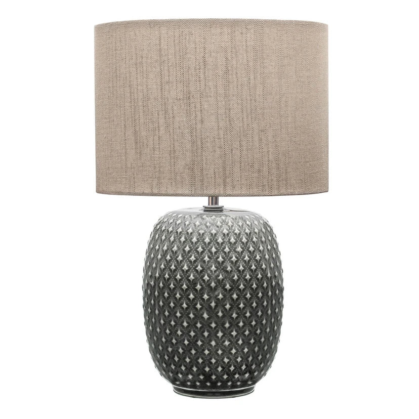 Lampe de table Pauleen Pretty Classy, gris foncé et beige, vue de face