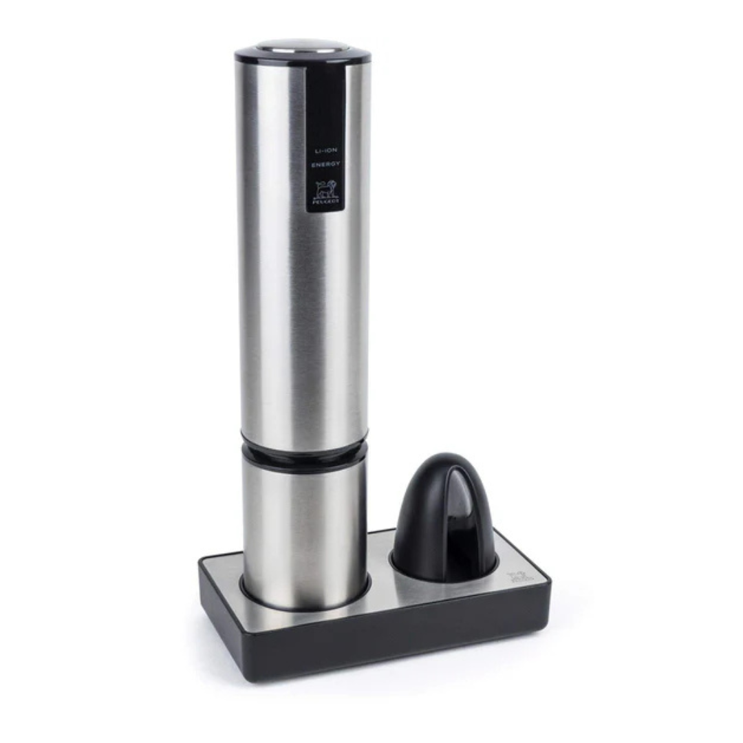 Peugeot Elis Touch Korkenzieher Silber mit eleganter Ladebasis