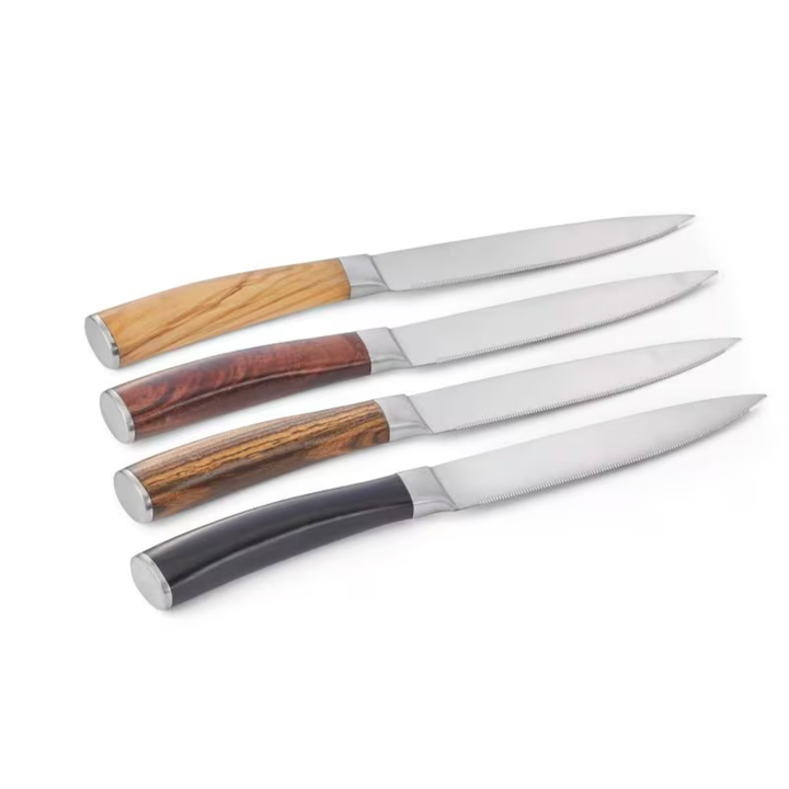Philippi Garry Steakmesser 4-teilig mit Edelstahlklingen und Echtholzgriffen aus Ebenholz, Rosenholz und Olivenholz