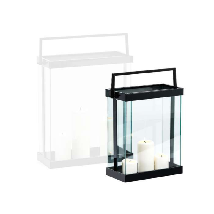 Philippi Laterne Luxor S 42 cm schwarz, hochwertige Edelstahl Laterne mit Sicherheitsglas