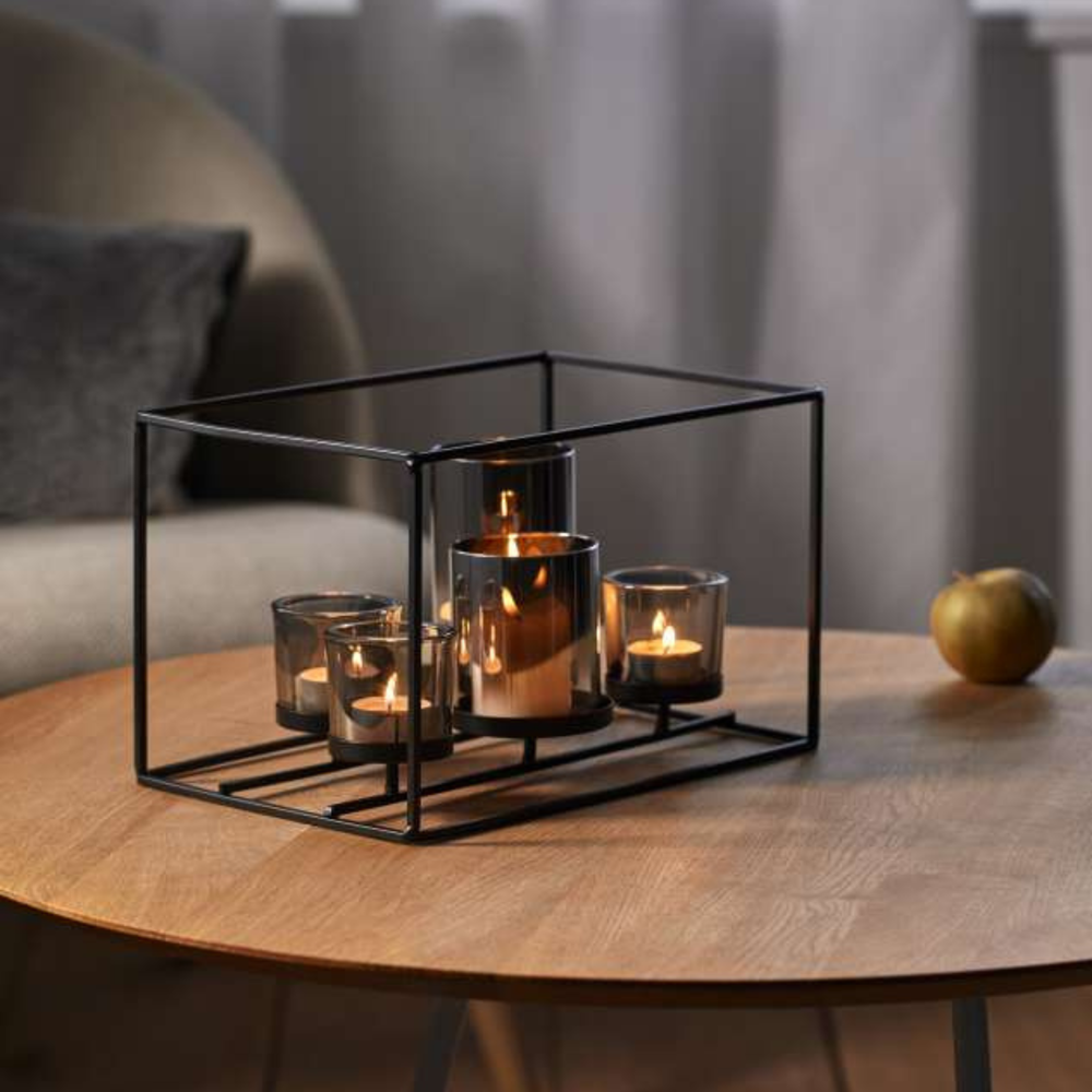 Philippi Windlicht York mit fünf Kerzen als stimmungsvolle Tischdekoration im Wohnraum