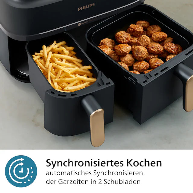 Philips Dual Basket Heissluft-Fritteuse mit synchronisiertem Kochen in zwei separaten Körben