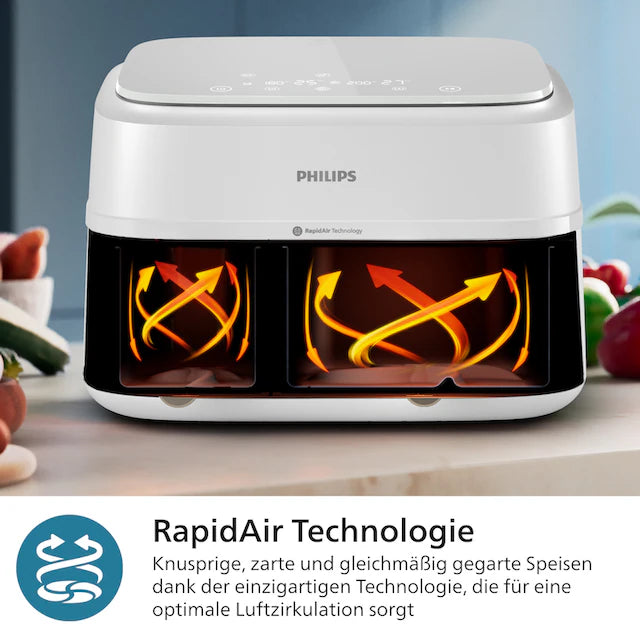 Philips Heissluft-Fritteuse Dual Basket mit RapidAir Technologie für knusprige Ergebnisse
