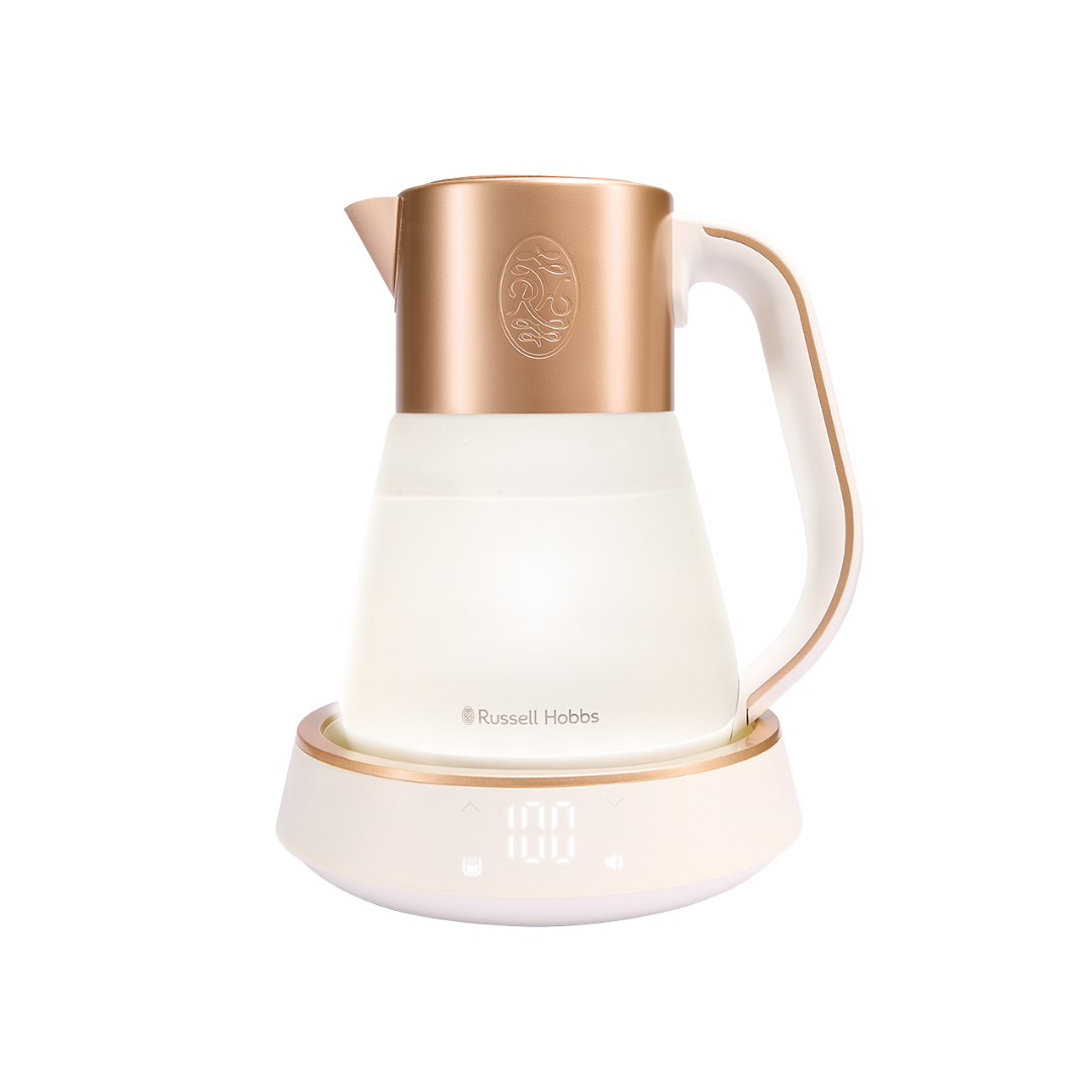 Russell Hobbs Calm Touch Wasserkocher 1.7 l in Weiss und Kupfer mit Touch-Bedienung und Milchglasdesign
