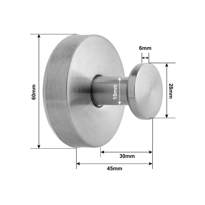 Saugnapfhaken ohne Bohren aus Edelstahl mit Abmessungen und Massen
