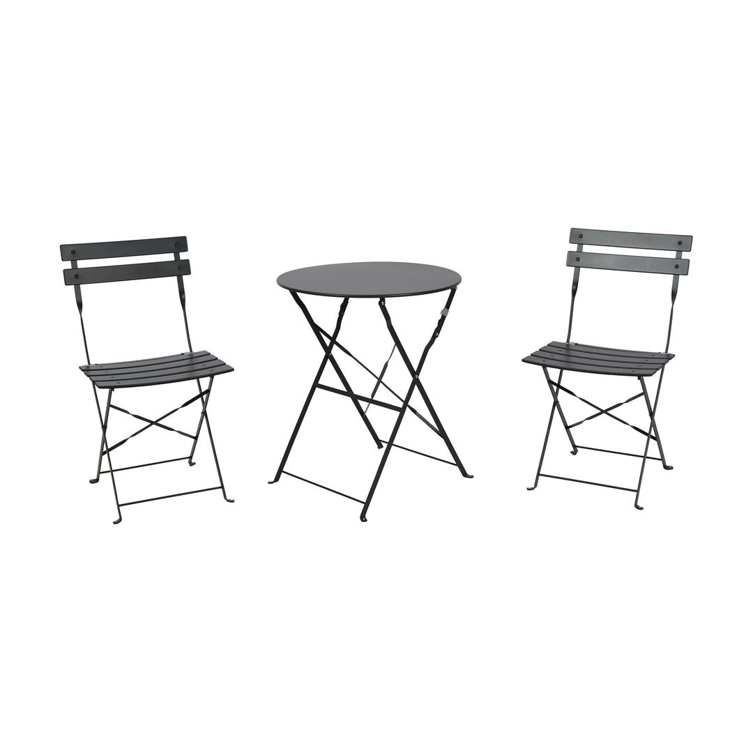 Set bistrot Schou Sam, noir, table et deux chaises pliantes