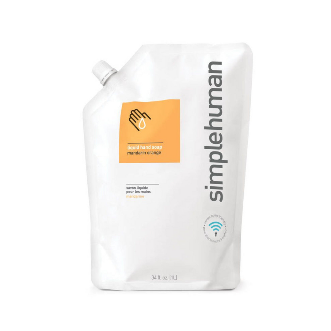 Simplehuman Handseife Mandarine Orange, 1 Liter Nachfüllbeutel mit Ausgiesser