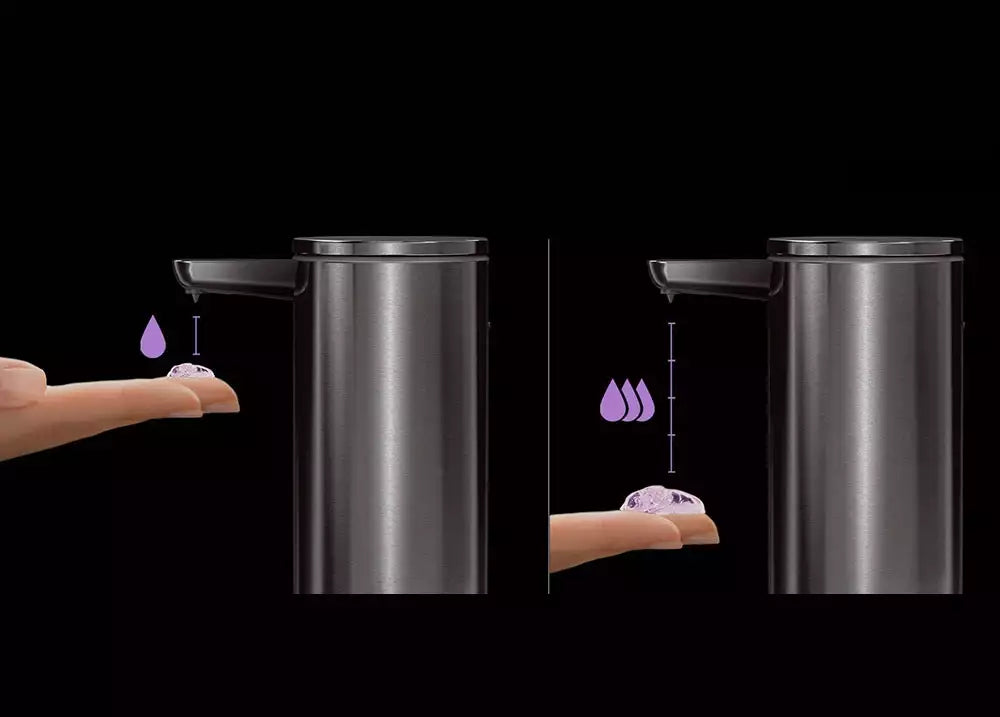 Distributeur de savon à capteur Simplehuman 414 ml, petite et grande dose selon la distance de la main