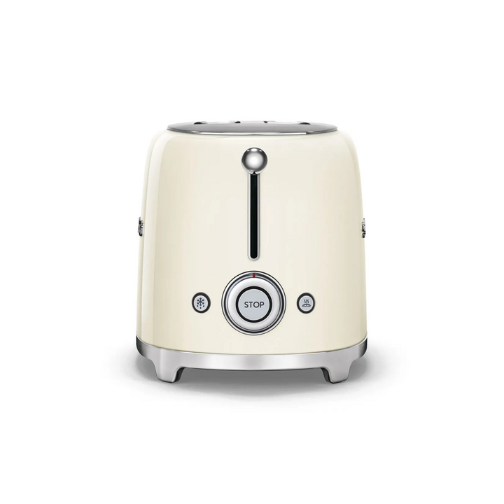 SMEG Toaster 50s Retro Style in Creme Frontansicht mit Drehregler und Röststufen Einstellung